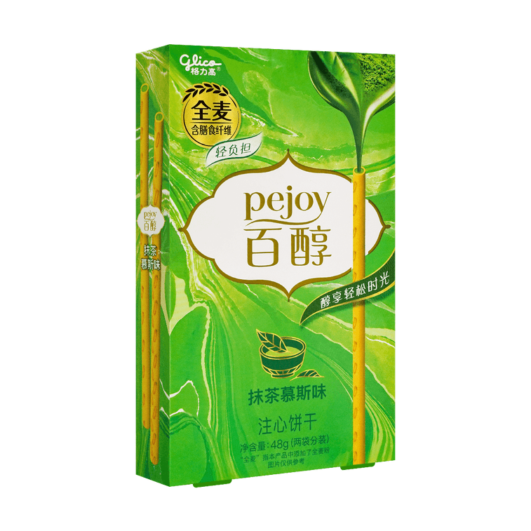 GLICO格力高 PEJOY百醇 巧克力注心饼干 抹茶慕斯味 48g