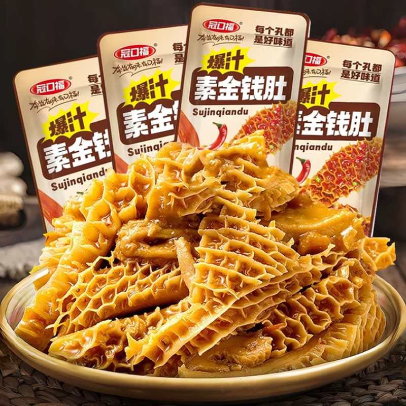 冠口福 爆汁素金钱肚 麻酱味16g*20包一盒装麻酱与金钱肚的完美结合麻酱香浓郁爽滑超脆口感
