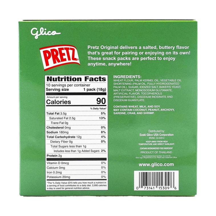 GLICO格力高 PRETZ百力滋 焙香超细饼干棒 原味 10包入 180g