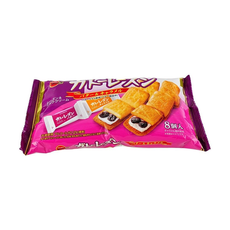 日本BOURBON波路梦 焦糖黄油曲奇 葡萄干奶油夹心 136g
