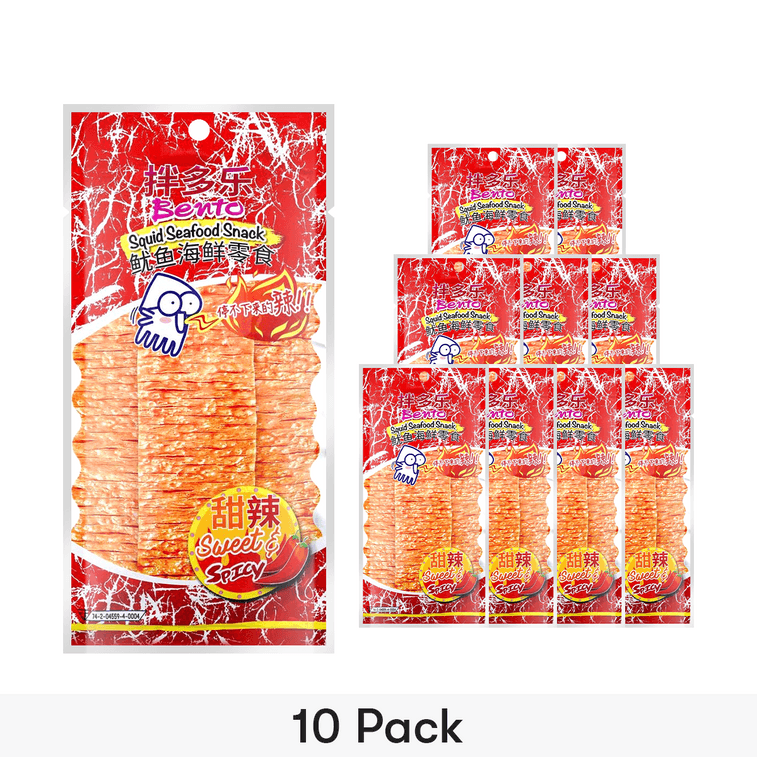 泰国BENTO 秘制鱿鱼干 甜辣口味 18g*10【10包装】【两种版本随机发货】