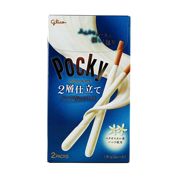 日本GLICO格力高 POCKY百奇 双层巧克力涂层饼干棒 双层香草白巧味