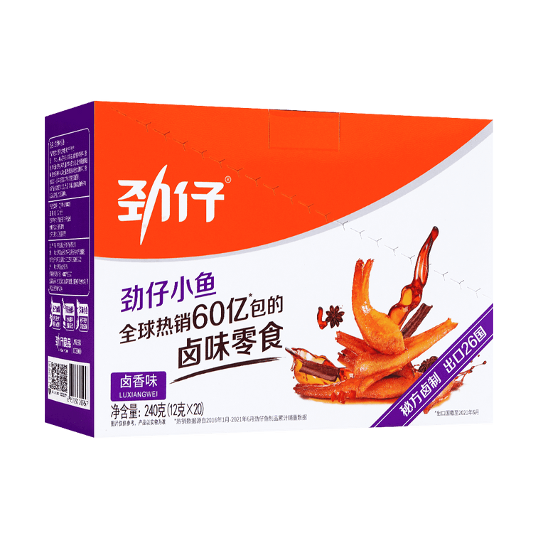 华文食品 劲仔小鱼 卤香味 20包入 240g 湖南特产