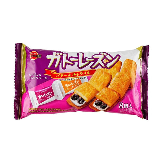 日本BOURBON波路梦 焦糖黄油曲奇 葡萄干奶油夹心 136g
