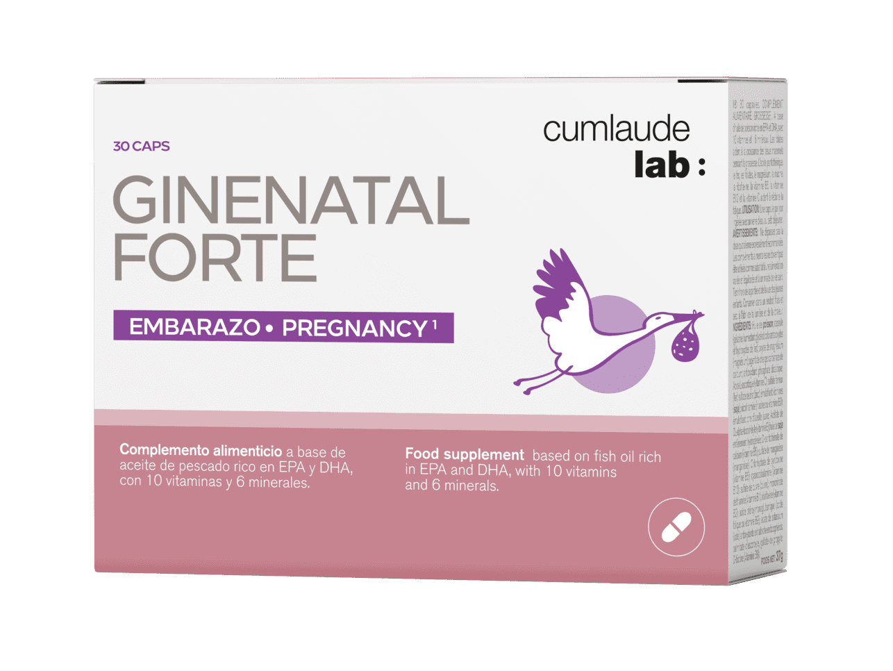 西班牙珂蔓朵 备孕孕期哺乳期 叶酸鱼油补充剂30粒 CUMLAUDE Ginenatal Forte[叶酸400mcg][1天早晨1粒]