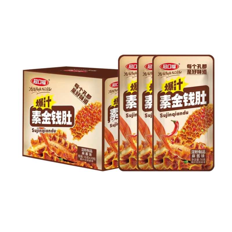 冠口福 爆汁素金钱肚 麻酱味16g*20包一盒装麻酱与金钱肚的完美结合麻酱香浓郁爽滑超脆口感