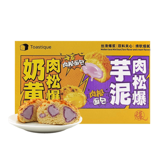 饱饱量贩TOSTIQUE 芋泥奶黄肉松岩浆面包 6枚入390g【微波加热10s巨巨好吃】【营养早餐】