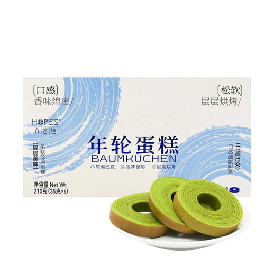 六合信 年轮蛋糕礼盒 抹茶味 6枚入 210g【早餐下午茶点心】原味