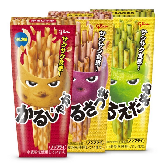 格力高酥脆通心土豆棒非油炸日本原装低卡零食薯条淡盐味紫薯味