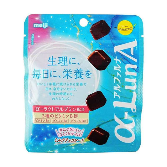 日本MEIJI明治 α-LunA生理期营养补充 牛奶巧克力 38.5g【含α-乳白蛋白&维生素B1B6B12】【补充生理期所需营养】