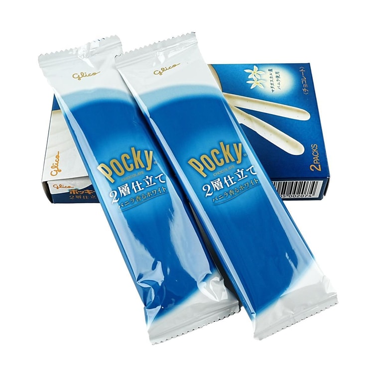 日本GLICO格力高 POCKY百奇 双层巧克力涂层饼干棒 双层香草白巧味