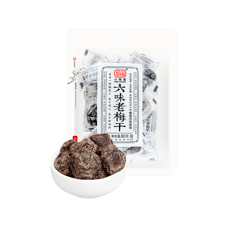 【国货优选】小梅屋 六味老梅干 80g【酸甜话梅果干果脯】