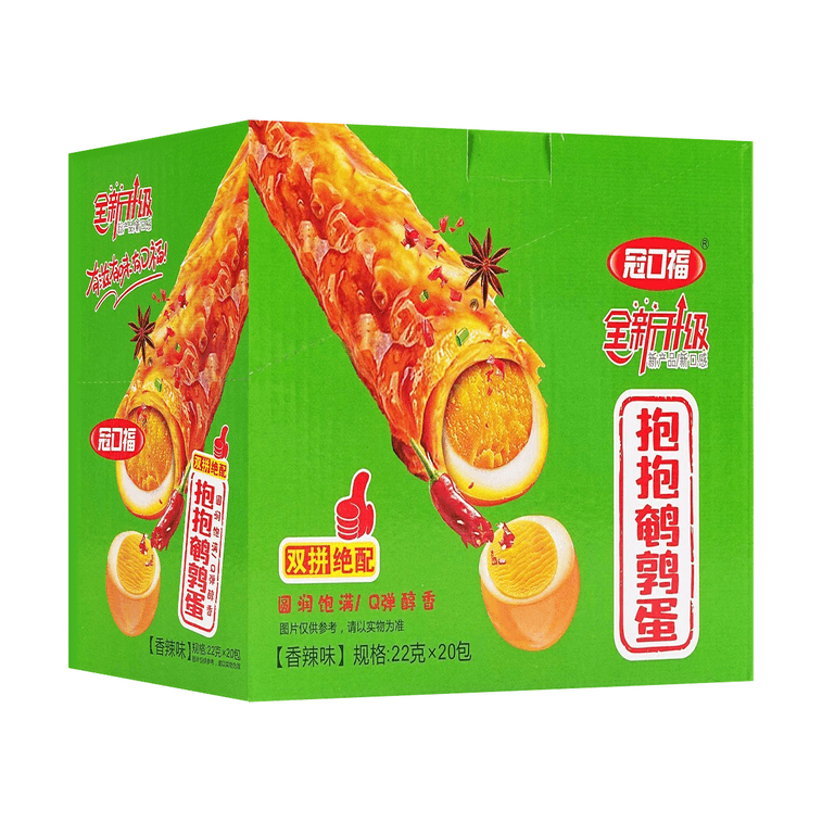 冠口福 抱抱鹌鹑蛋 22g*20包 香辣味 整盒装 【豆皮+卤蛋 绝配双拼】