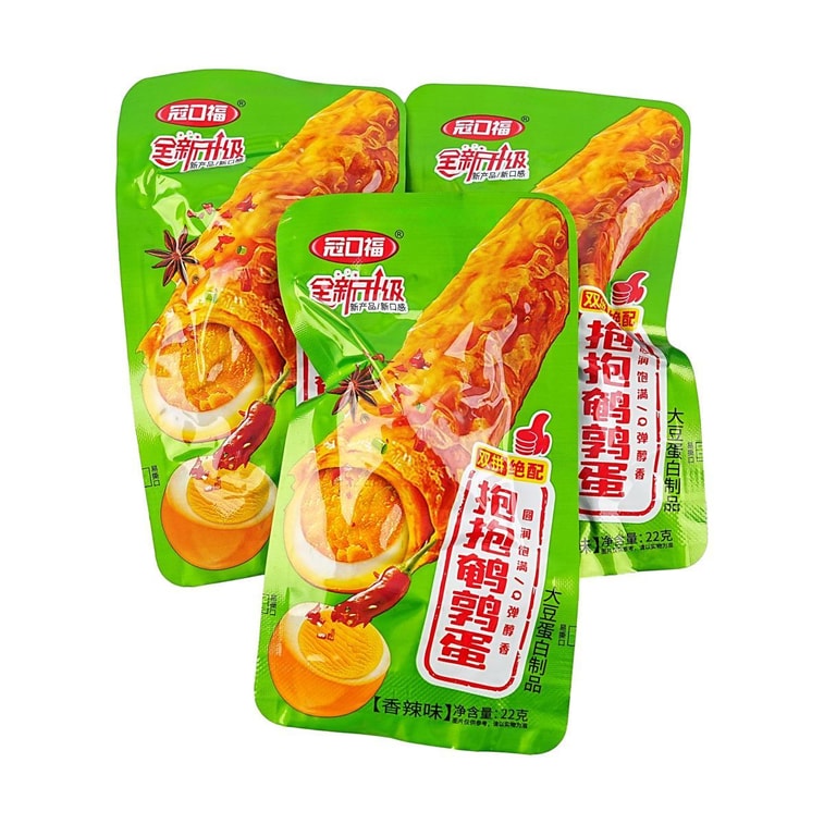 冠口福 抱抱鹌鹑蛋 22g*20包 香辣味 整盒装 【豆皮+卤蛋 绝配双拼】