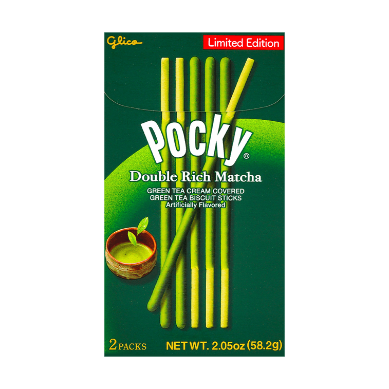 GLICO格力高 POCKY百奇 双层抹茶巧克力涂层饼干棒 2包入 58.2g【限定版】