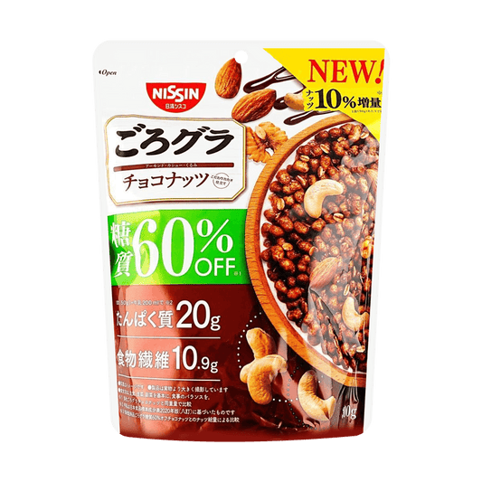 日本NISSIN日清 CISCO GORO GURA 减糖60%谷物燕麦片 3种坚果巧克力味 300g【含巴旦木腰果核桃】【营养早餐冲泡即食】【高蛋白质高膳食纤维9种维他命】