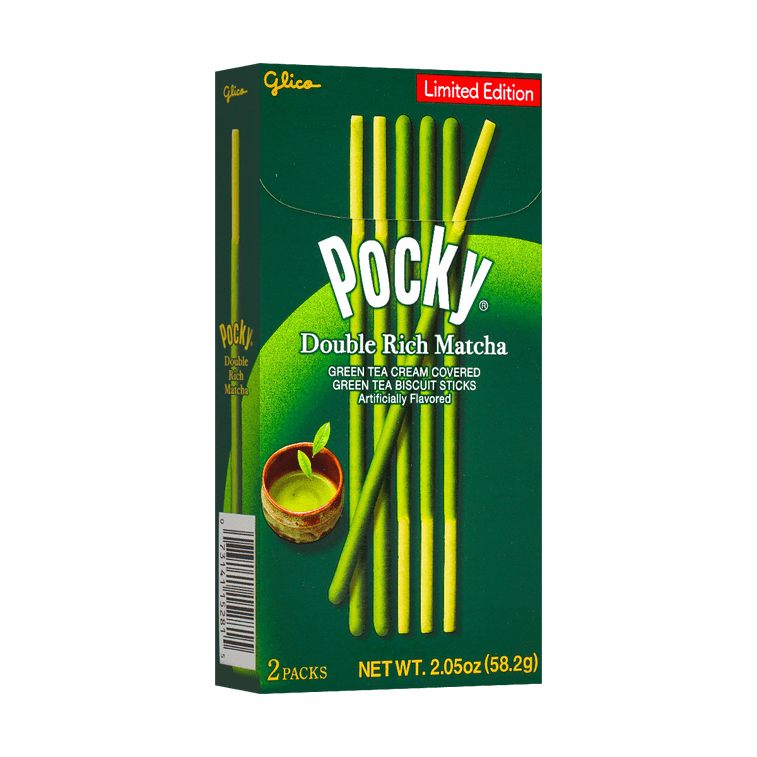 GLICO格力高 POCKY百奇 双层抹茶巧克力涂层饼干棒 2包入 58.2g【限定版】