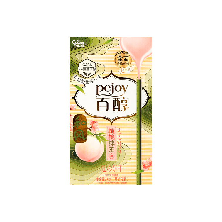 GLICO格力高 PEJOY百醇 和风系列 桃桃抹茶味 注心饼干棒 42g