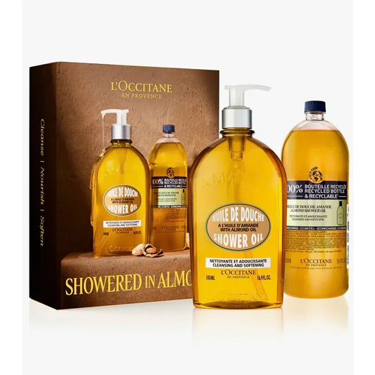 L’Occitane欧舒丹甜扁桃紧致沐浴露沐浴油500ml➕补充液500ml